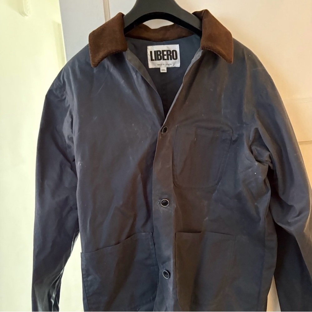 LIBERO Men's Charcoal Jacket with Brown Collar
